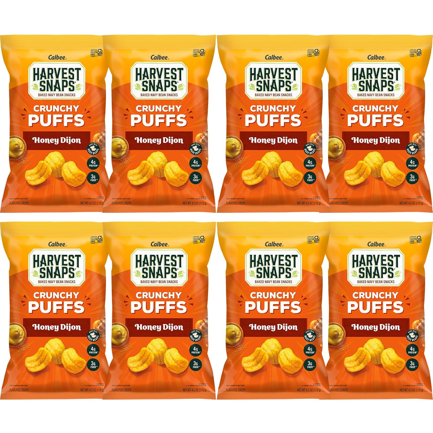 Harvest Snaps (Honey Dijon Crunchy Puffs, 8 Snack Packs) 4.2 ounces