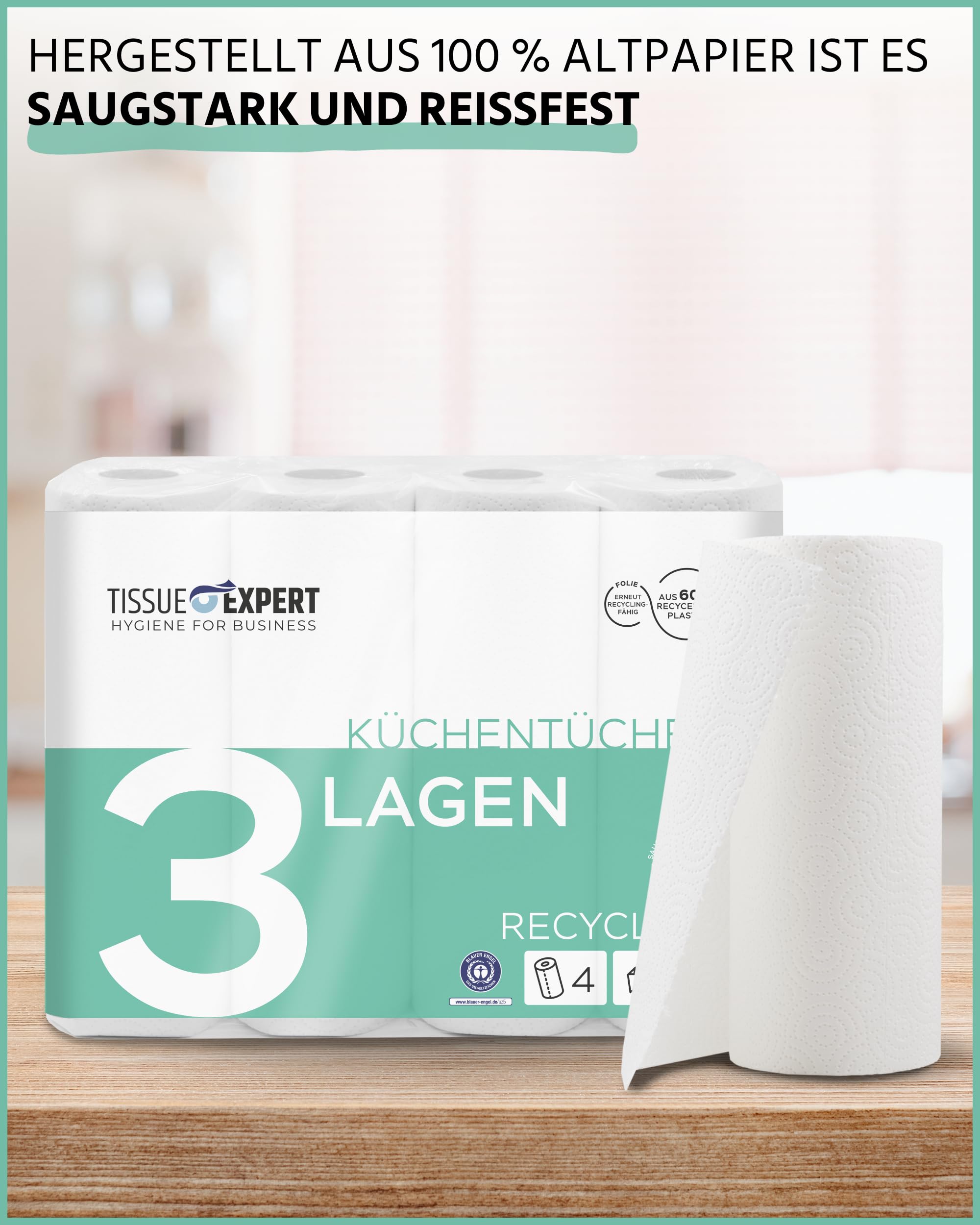 Küchentücher 3-lagig | 64 Rollen x 64 Blatt | Großpackung