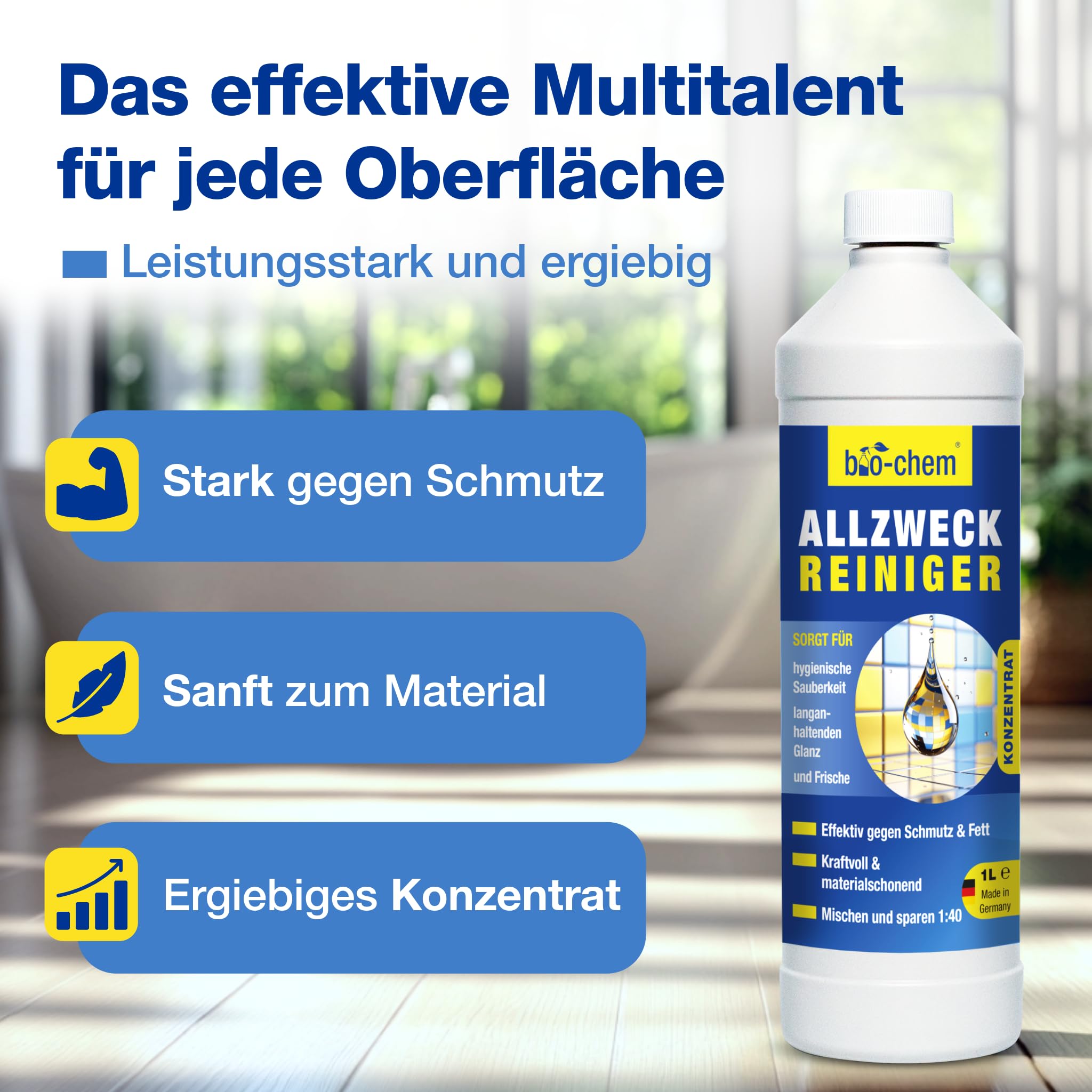 bio-chem Limpiador multiusos concentrado 10L | Limpiador multisuperficie para el hogar: limpiador universal para todas las estancias de la casa