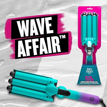 Bed Head Wave Affair Jumbo 3 Barrel Hair Waver | Quick Styling, Serious Hold, Less Heat Damage | Heat Protectant Glove Included for Easy, Custom Styling