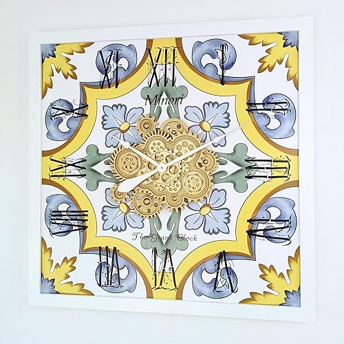 Vista 36 de The Gears - Reloj de pared con engranajes móviles (Vietri, redondo de 36 pulgadas)