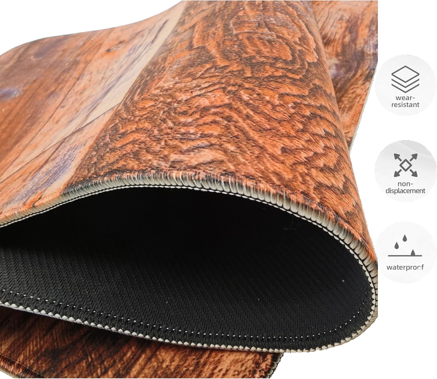 Car Floor Mats:Tech Cloth Top with Exquisite Designs, Vintage Wood,Non-Slip Rubber Backing,Front (26.8x17.3in) & Rear (13x17.3in) Set, 4 Pieces, Water-Absorbent & Easy to Clean - Image 5