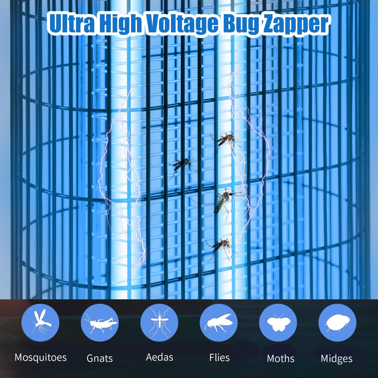 Lampada Antizanzare, Zanzariera Elettrica 18W Lampada Zanzare con UV LED, Zanzare Elettrico Silenziosa Interni Lampada Antizanzare Elettrica per Giardino Cucina Mosche e Altri Insetti Volanti