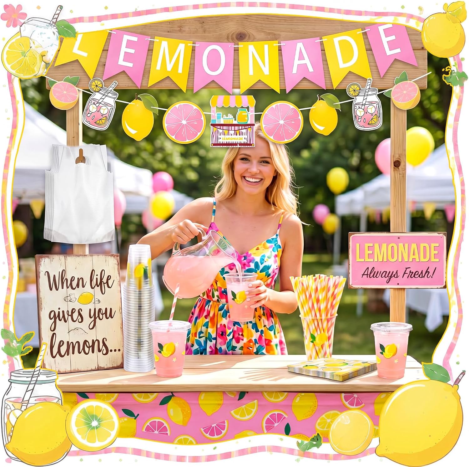 meekoo 401 Pcs Lemonade Stand Supplies for Summer image 4