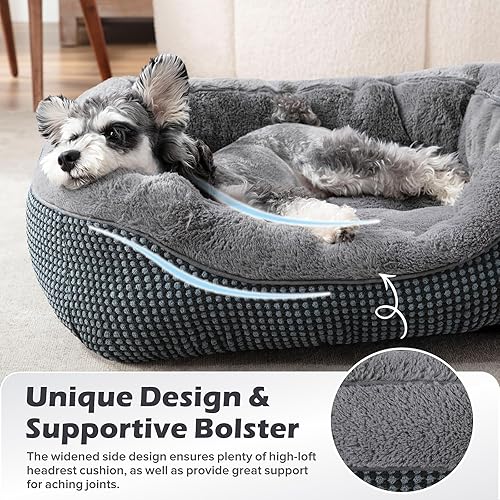 Miniatura 4 de INVENHO Camas medianas lavables para perros medianos, cama rectangular para perros de tamaño mediano, cama ortopédica para perros, cama cálida suave