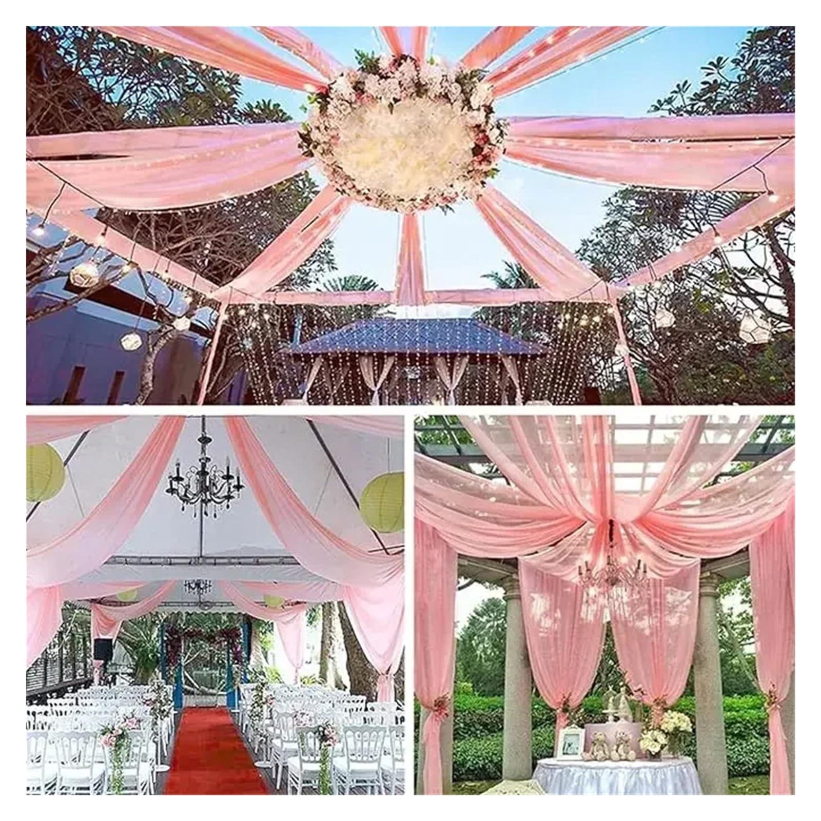 Voilage en mousseline de soie pour cérémonie de mariage et décoration de scène d'hôtel