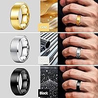 Vista 5 de Jstyle Anillos de acero inoxidable para hombres, anillo de boda, banda simple y genial, 0.315 in de ancho, 3