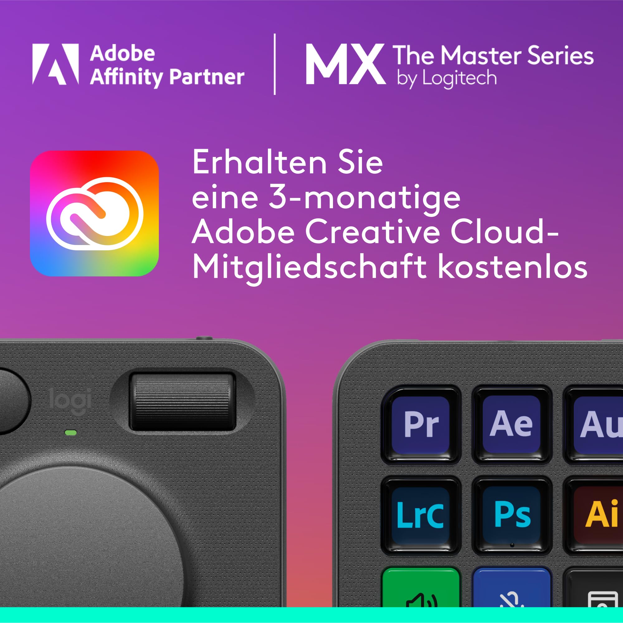 Logitech MX Creative Console, Programmierbares Tastenfeld | 9 anpassbare LCD-Tasten & Regler für Grafikdesign, Videobearbeitung, Fotografie, Adobe, Zoom, Spotify - Graphit