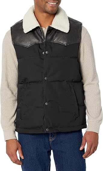 Levis Mens Levis Mens Out West Mixed Media Puffer Vest