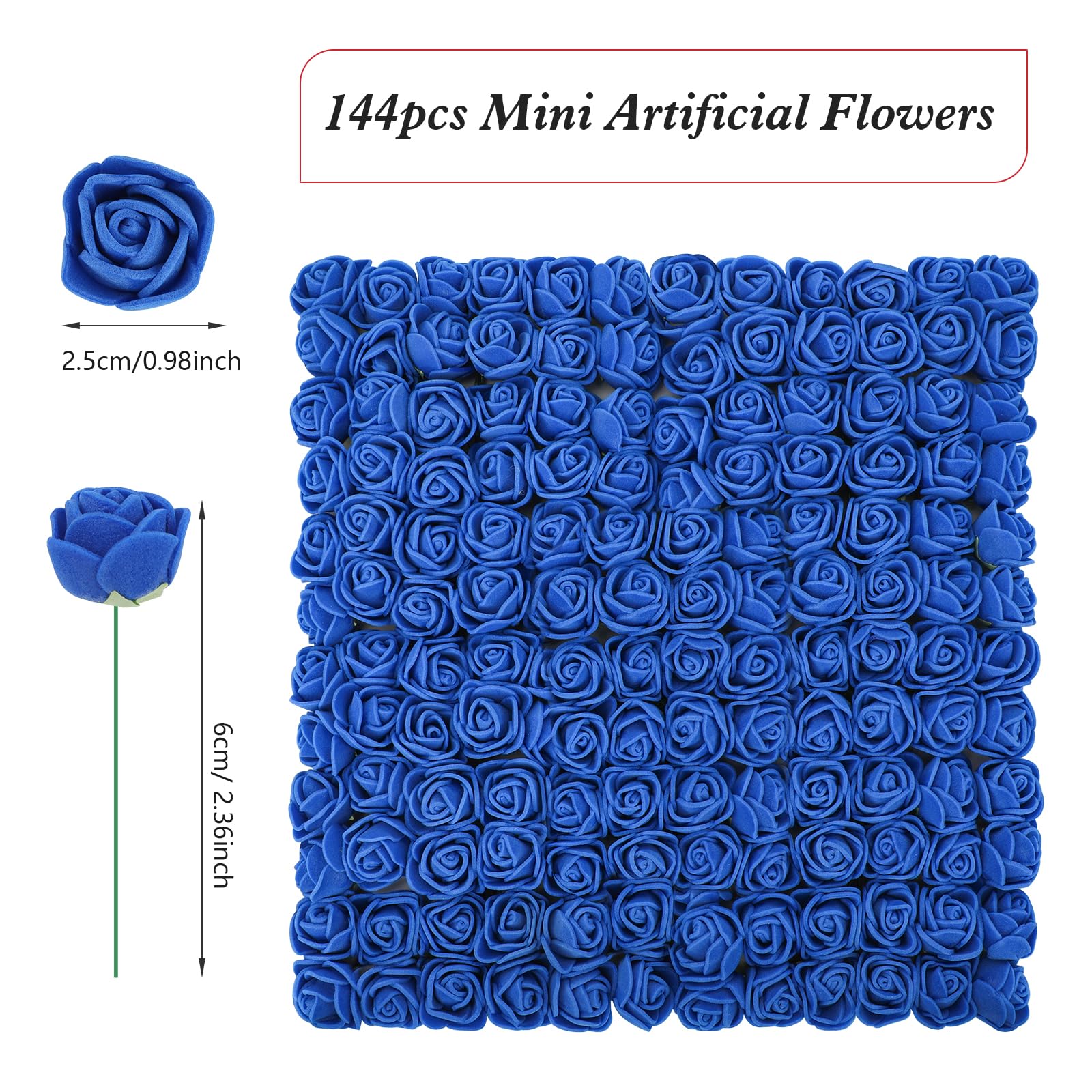Joyblossom 28 Pezzi Fiori Finti per Decorazioni, 3-9cm Teste di Fiori