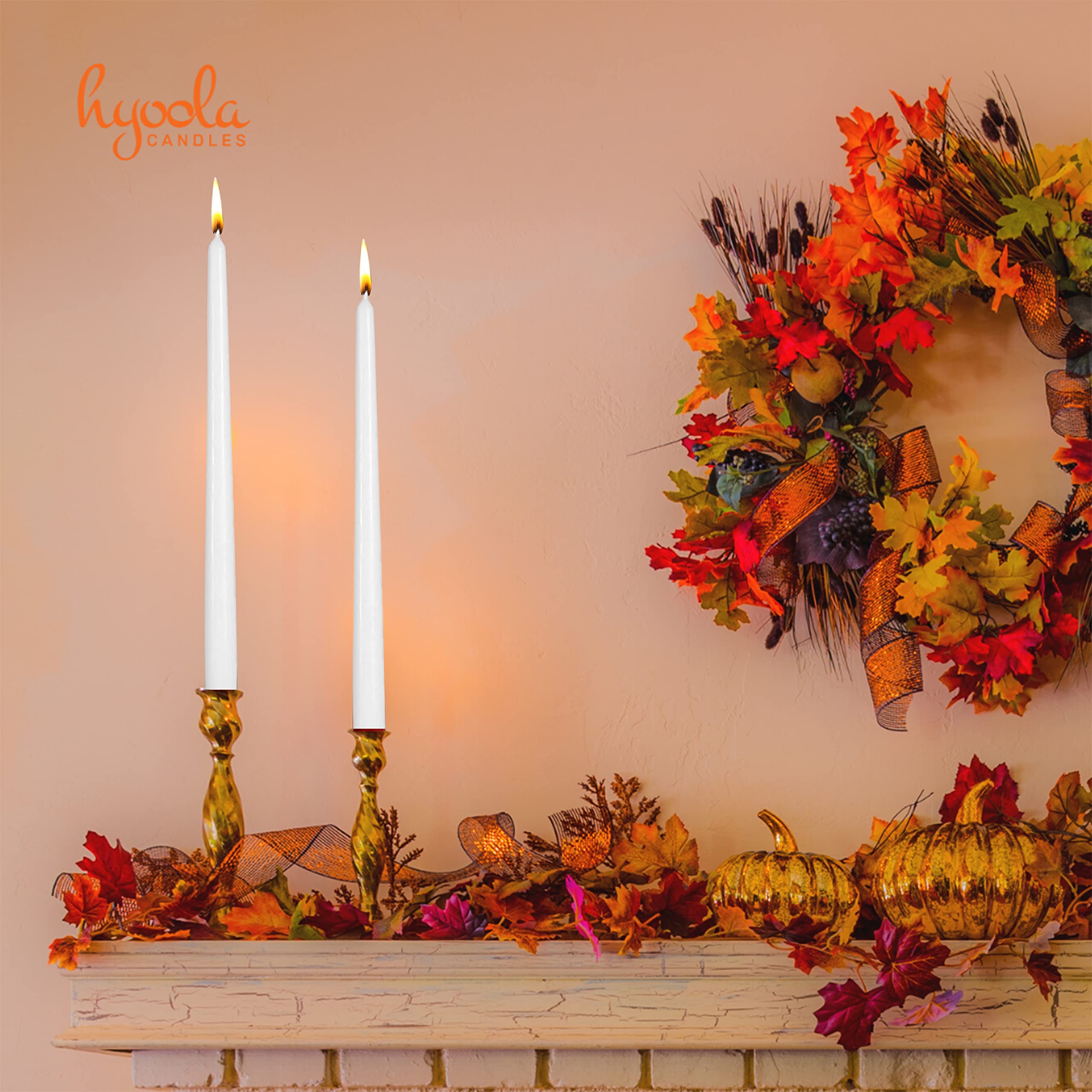 Hyoola Candele Lunghe a Cono 50 cm - Candele Coniche Senza Profumo Antigoccia - Candele Bianche - Candele Lunga Durata 18 ore - Set Candele Affusolate da 8