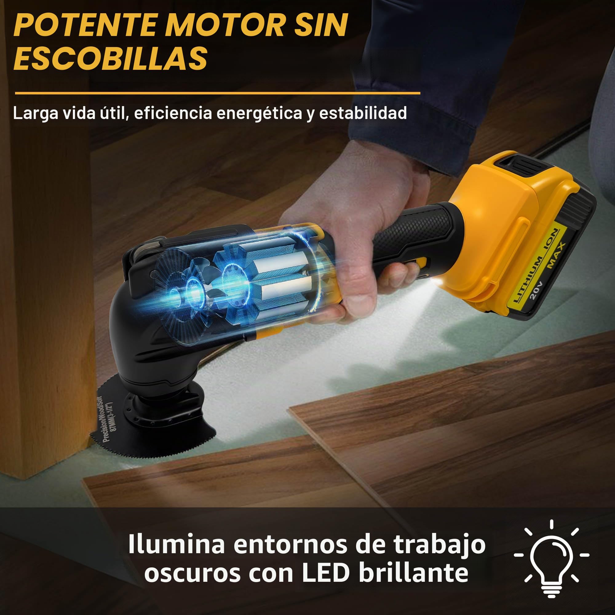 Multiherramienta oscilante inalámbrica para batería DeWalt de 18 V, multiherramientas inalámbricas con 6 velocidades variables, ángulo de oscilación de 4°, herramienta oscilante de 23 piezas para