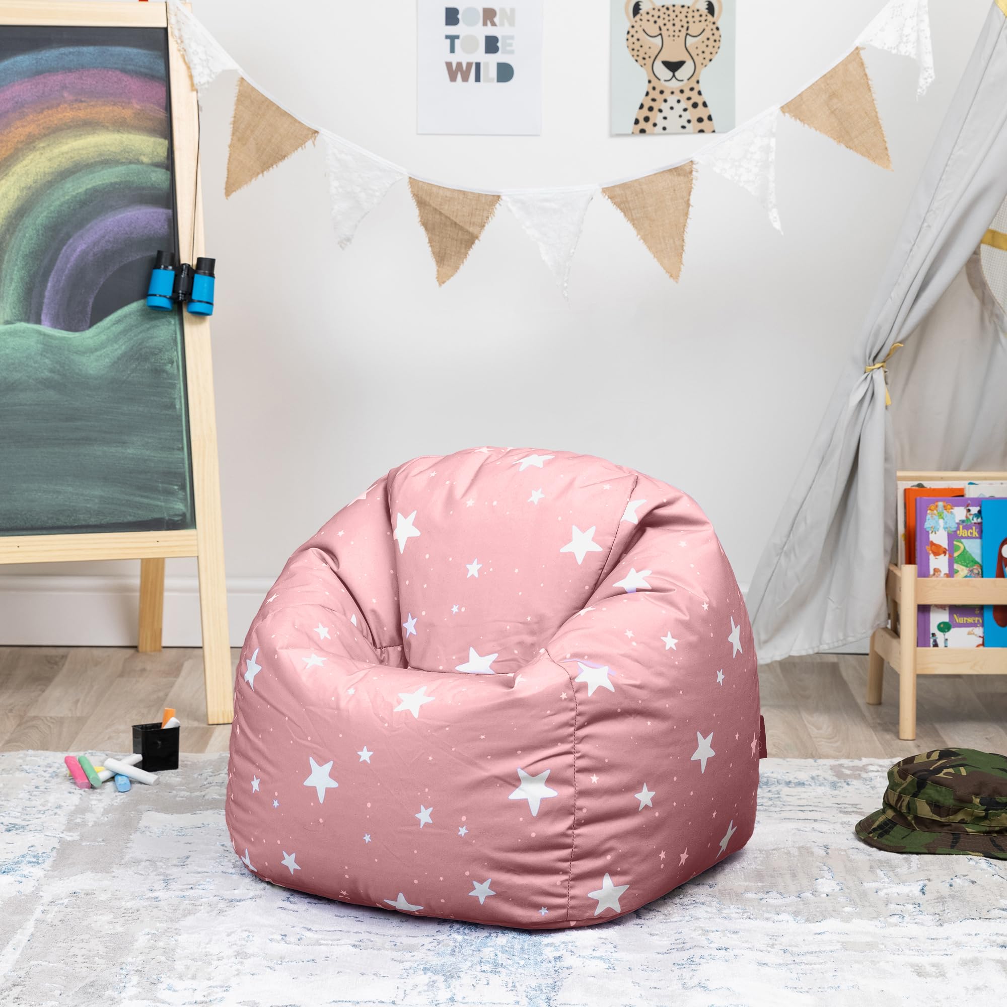 Icon Estrella Puff Infantil, Suaves y Cómodos, Puff con Relleno Includio, Sillas Infantiles, Sillon Niños Infantil para Decoracion Habitacion Niña o Niño, Rosa