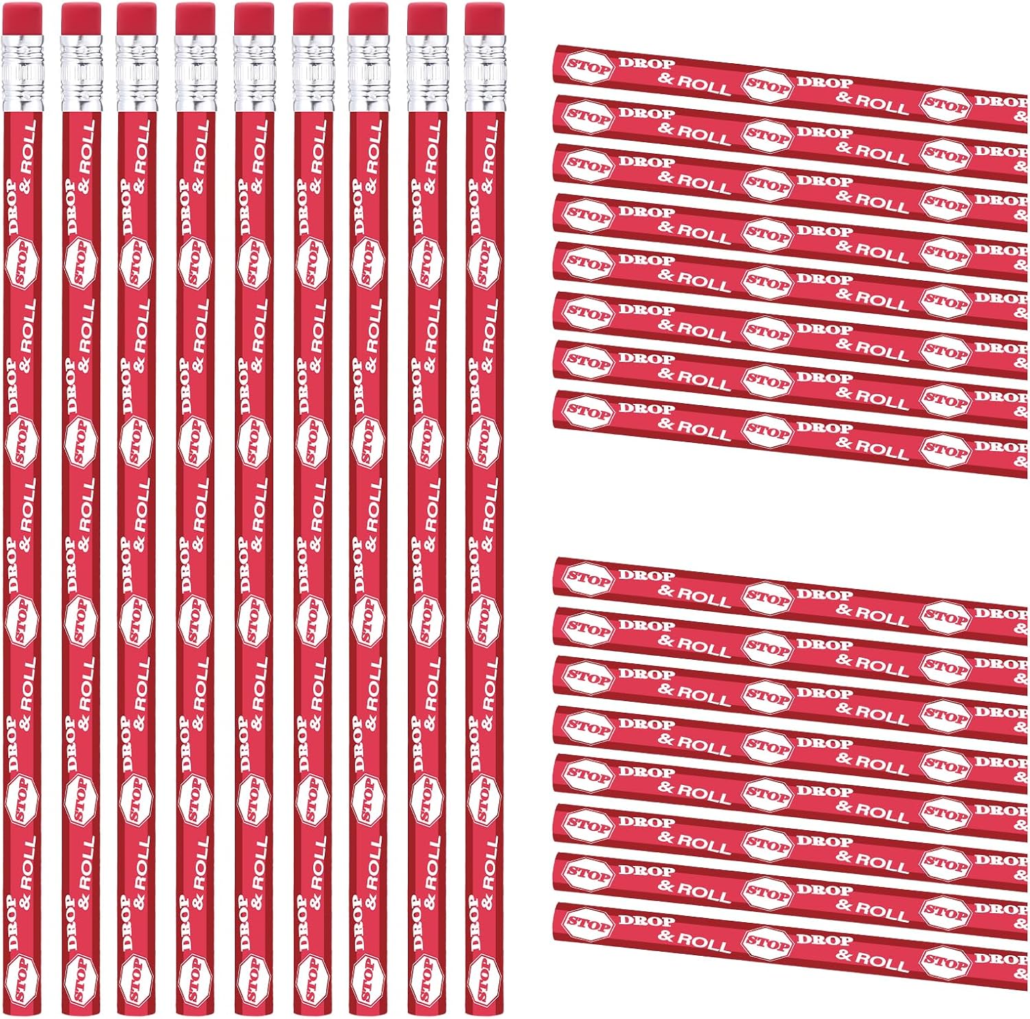 100本 ストップドロップアンドロール 火災安全鉛筆 消しゴム付き 安全をテーマにした啓発鉛筆 バルク 生徒 教師 教室 コミュニテ