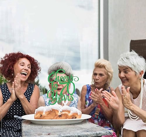 Miniatura 75 de Decoración para tartas de Cheers to 70 Years – Suministros de decoración de pasteles de cumpleaños 70 con purpurina dorada, perfecto para 70