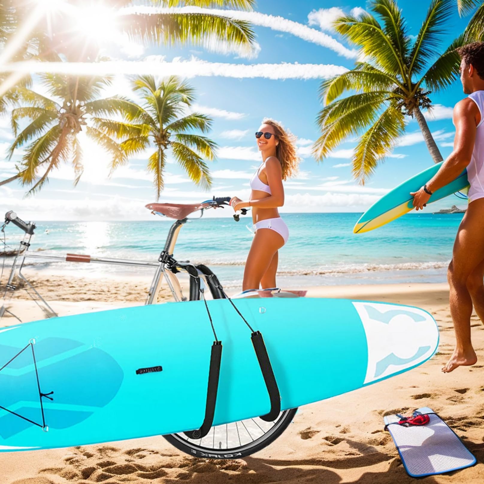Rack de vélos à Planche de Surf, Porte-Panneaux à vélo réglable, Rack de Surf en Aluminium, Support de Planche de Surf Facile à Retirer pour Les Panneaux de Surf Courts, Rack de Surf
