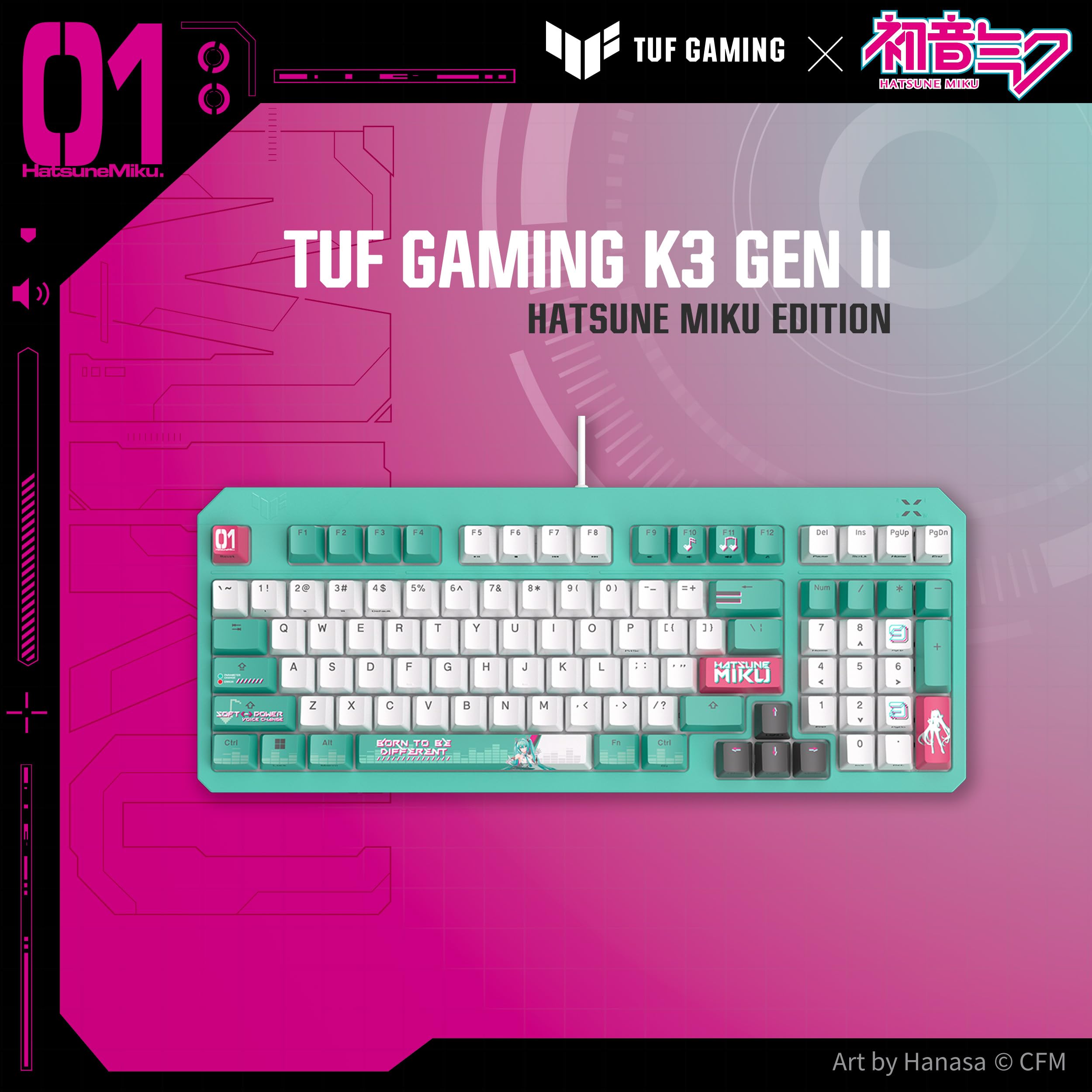 ASUS TUF Gaming K3 Gen II 初音ミク RGBキーボード Amazon | ASUS TUF Gaming K3 Gen II 初音ミク エディション