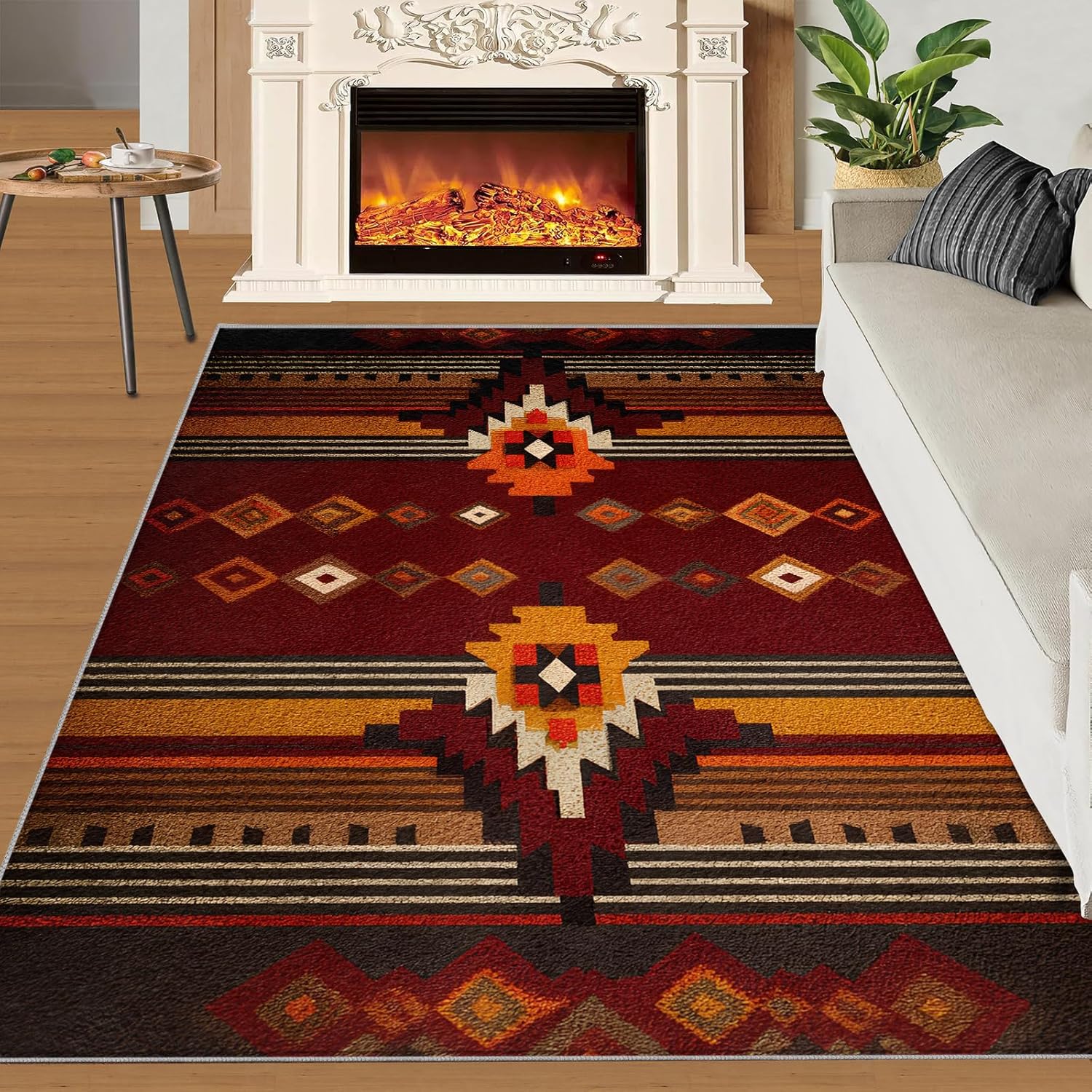 Native American Rugs for Kitchen Floor, Southwestern Navajo Tribal Runner Rug - 2x4, Geometric Rustic Hallway Runner Rugs, Washable & Non Slip Small Carpet for Home Decor