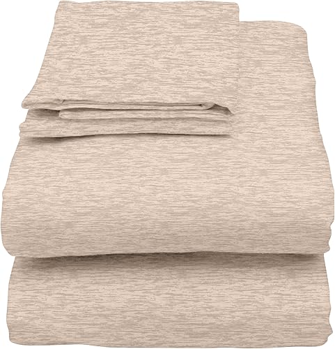 Miniatura 2 de U.S. Polo Assn. Para todas las estaciones, material de camiseta suave y acogedor, juego de sábanas de jersey jaspeado de 4 piezas de 1800 hilos