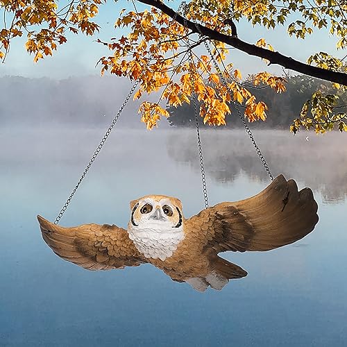Miniatura 2 de Design Toscano NG31625 La escultura colgante del búho del jardín, piedra de dos tonos