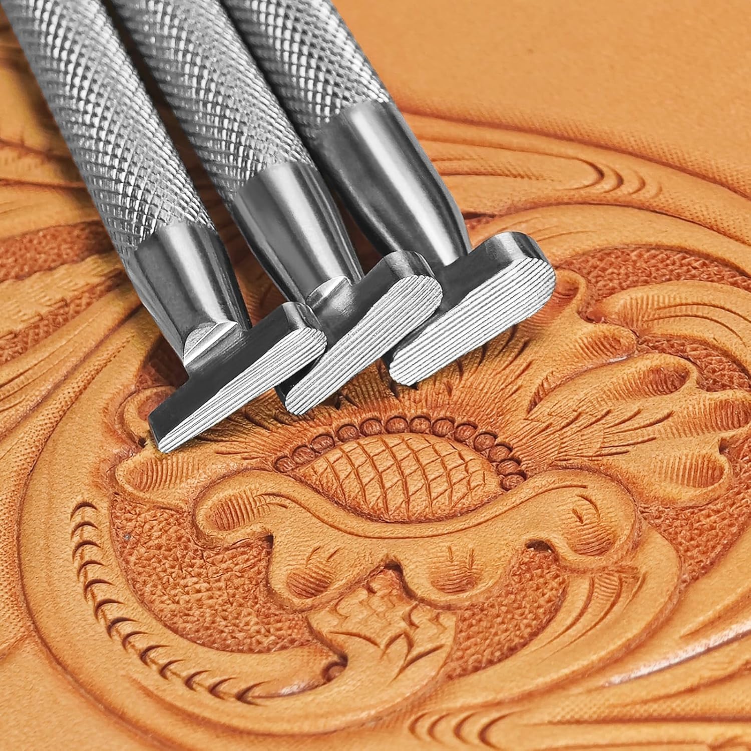 Leather Stamp Vertical Thumb Print Stamps 3Pcs Leathercraft Stamping Tool 304 Stainless Steel Professional Carving Set