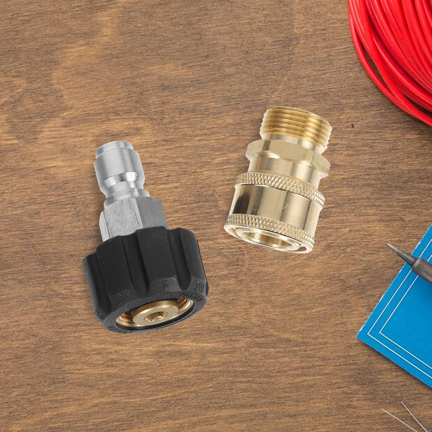 Sosoport Brass Pressure Washer Quick Connect Coupler 3/8" Hose Fitting Connector 2pcs Set High Pressure Washer Adapter