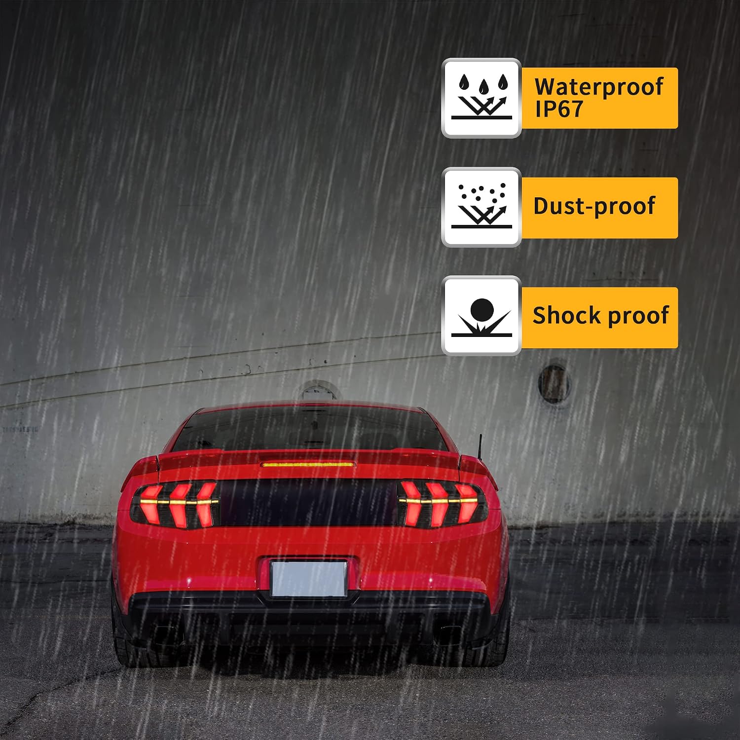 VLAND LED Tail lights Compatible with Ford Mustang 2010 2011 2012 Amber+Red Turn Signal, Smoke Lens, Passenger&Driver Sides
