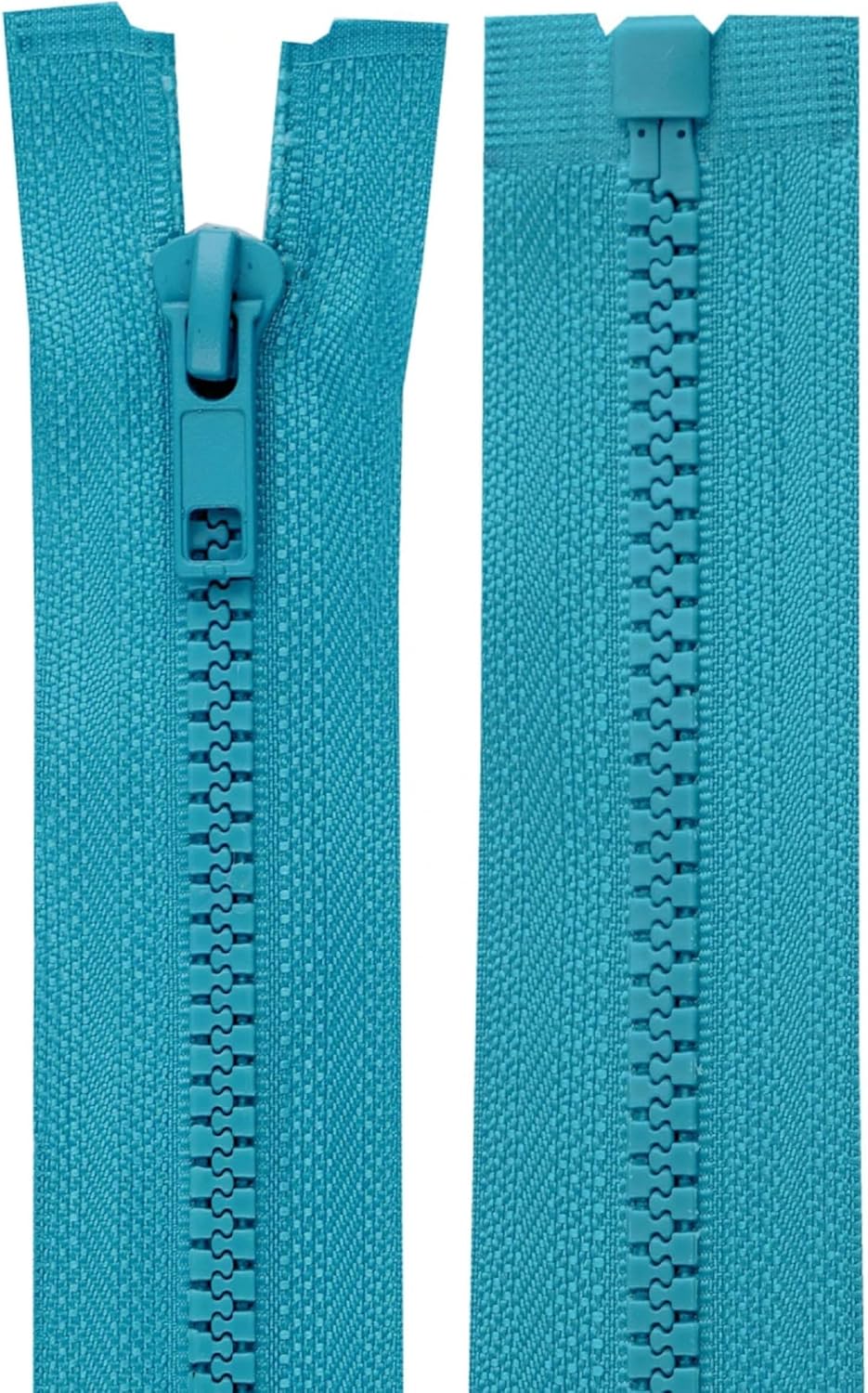 cyclingcolors 2 x Zippers No. 5 70 cm with Injected Plastic Teeth Polyester Open End Mesh Puller Slider Zipper Clothing Sewing Jackets Haberdashery Turquoise Blue