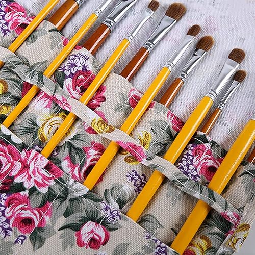 Miniatura 6 de Toyvian 20 ranuras para pinceles de pintura, soporte de rollo de lona, estuche para bolígrafo enrollable, para artista, acuarela, pincel de pintura