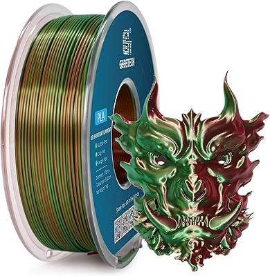 21 – Geeetech Silk PLA Filament 1.75mm Silk Dual Color Filament, Coextrusion Dichromatic Metal-Like Shiny Consumable 1kg (2.2lbs) 1 Spool, Dimens…