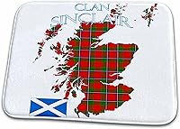 Vista 1 de Dish Drying Mat - Outline of Scotland with the Sinclair clan family tartan. Creative Studios Scottish Tartans