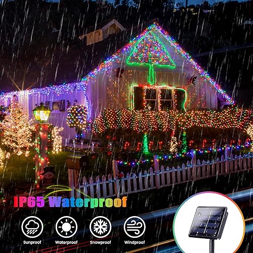 Miniatura 7 de Sanjicha Luces solares, Halloween, extralargas, paquete de 2, tira de luces, cable plateado impermeable, 8 modos de iluminación, guirnalda para