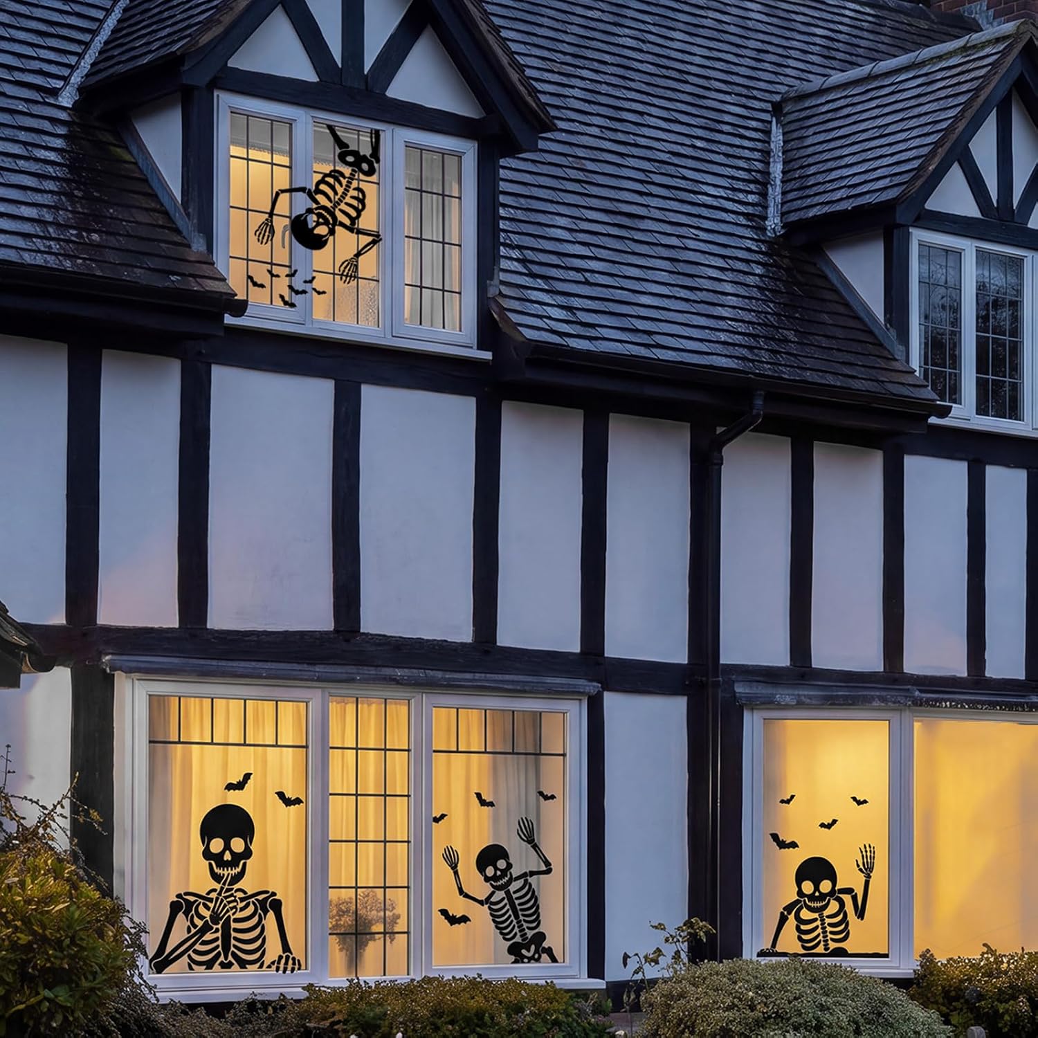 Irenare 4 Pcs Halloween Window Decorations Skeleton Silhouette