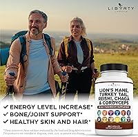 Vista 6 de Suplemento de Hongo Mane de León con Cola de Turquía, Reishi, Cordyceps, Chaga con Raíz de Malvavisco - 1 Paquete