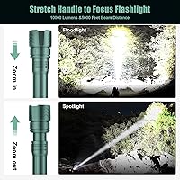Vista 2 de SKYFIRE LED Flashlight High Lumens,5000mAh Super Bright Rechargeable Flashlight,Zoomable,Four Modes,Waterproof Flash Light for Camping