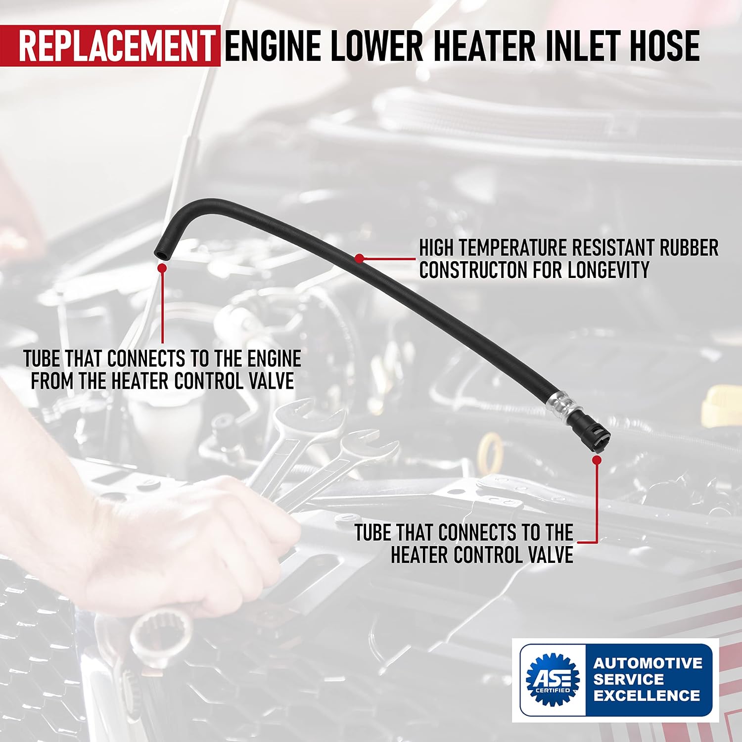 Engine Lower Heater Inlet Hose - Compatible with Cadillac, Chevy and GMC with 4.8L 5.3L 6.0L Engine - 2000-2006 - Escalade, Suburban 1500, Tahoe, Yukon XL 2500 - Replaces 150551853, 15145587, 626-564