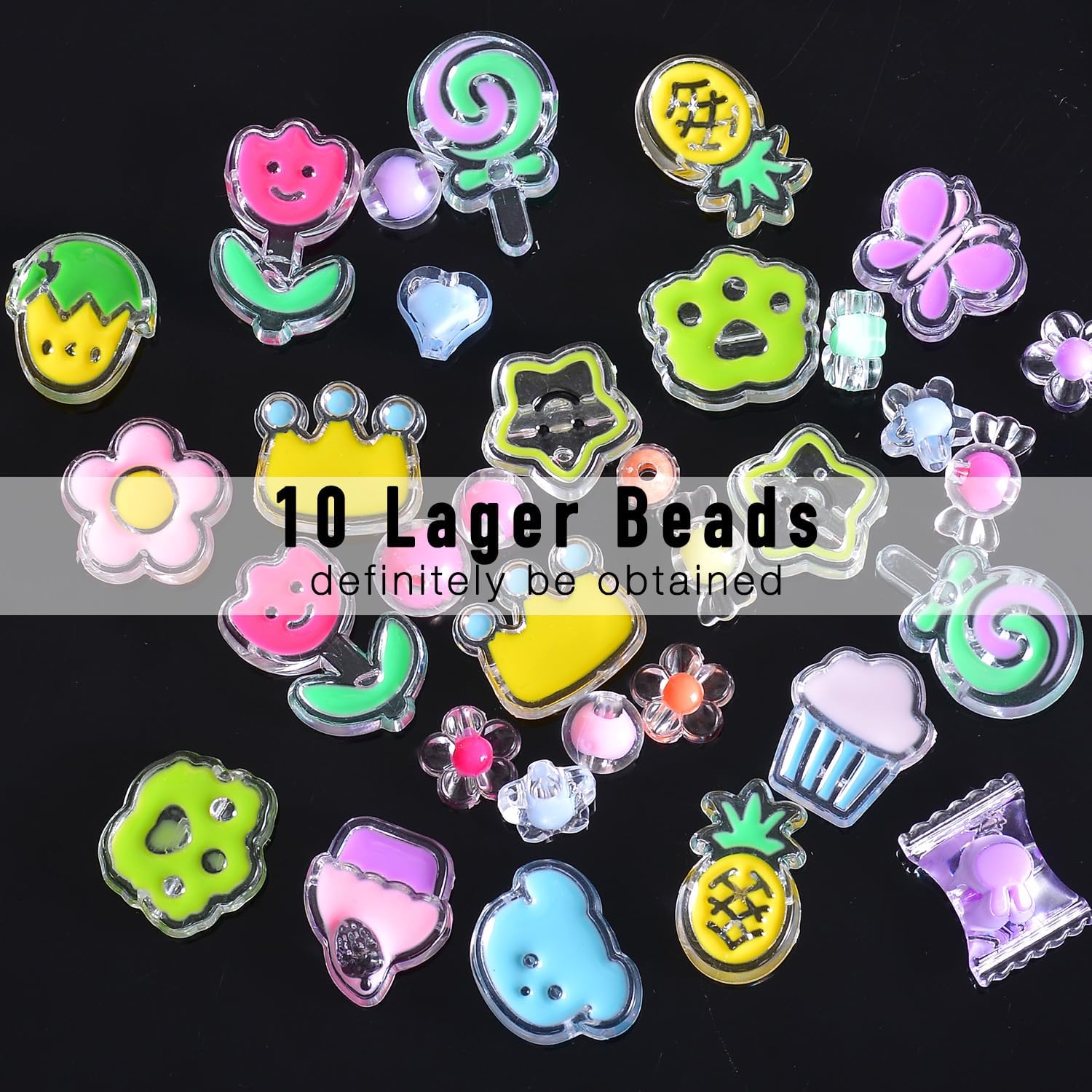 0.5 Lb DIY Kawaii Acrylic Beads Set Bulk (0.5Lb) | Cute Plastic Charm Beads, Bracelet Phone Keychain Making