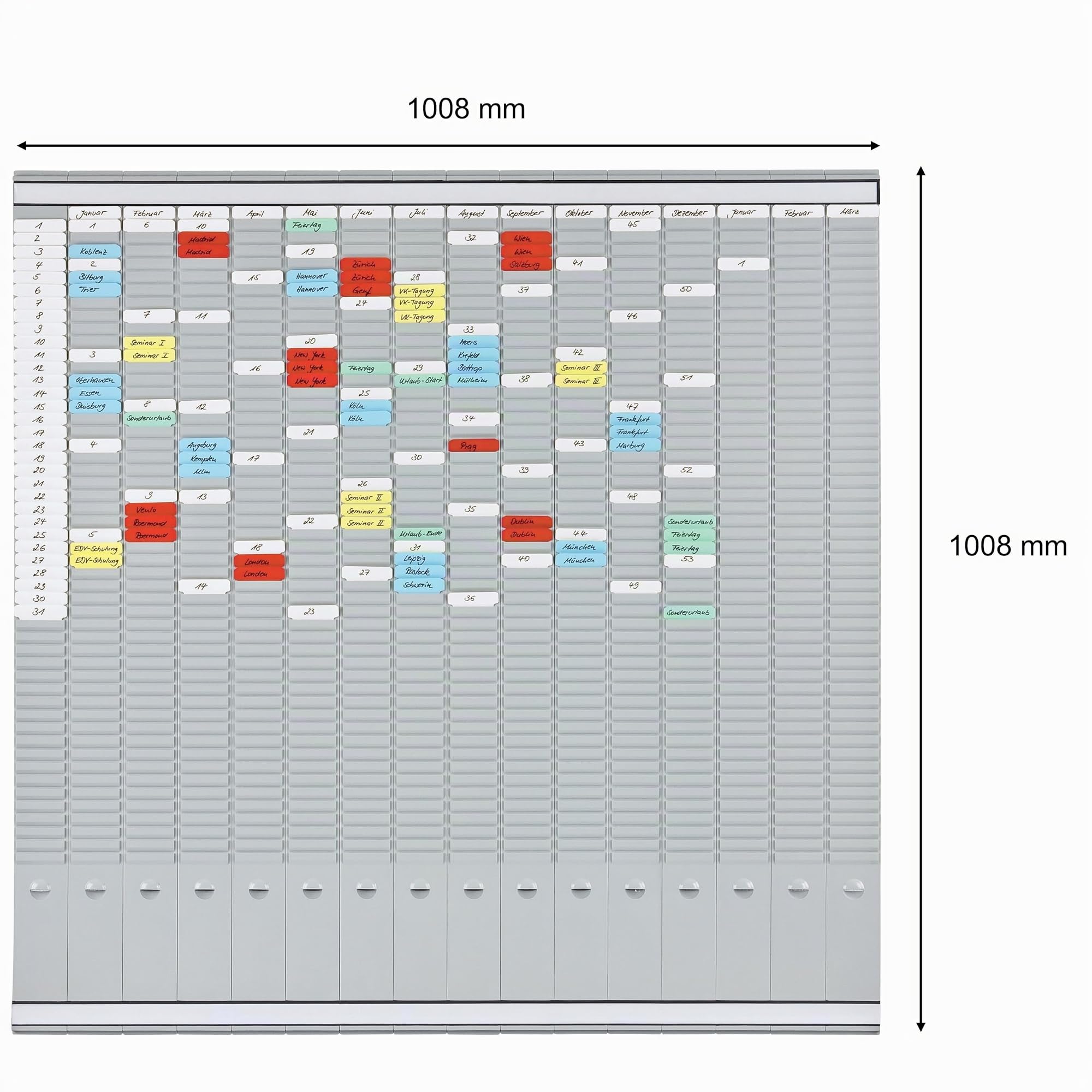 Franken PV-SET5 T - Planificador de oficina, Planning Semanal Escritorio (100,8 x 100,8 cm, 50 unidades)