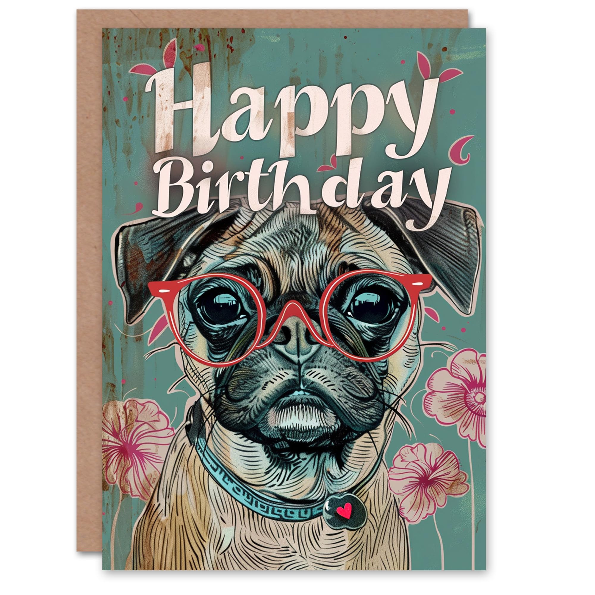 Artery8 Birthday Card Dog Lover French Bulldog Glasses For Her Gran Sister Niece Daughter Wife Woman Greeting Card