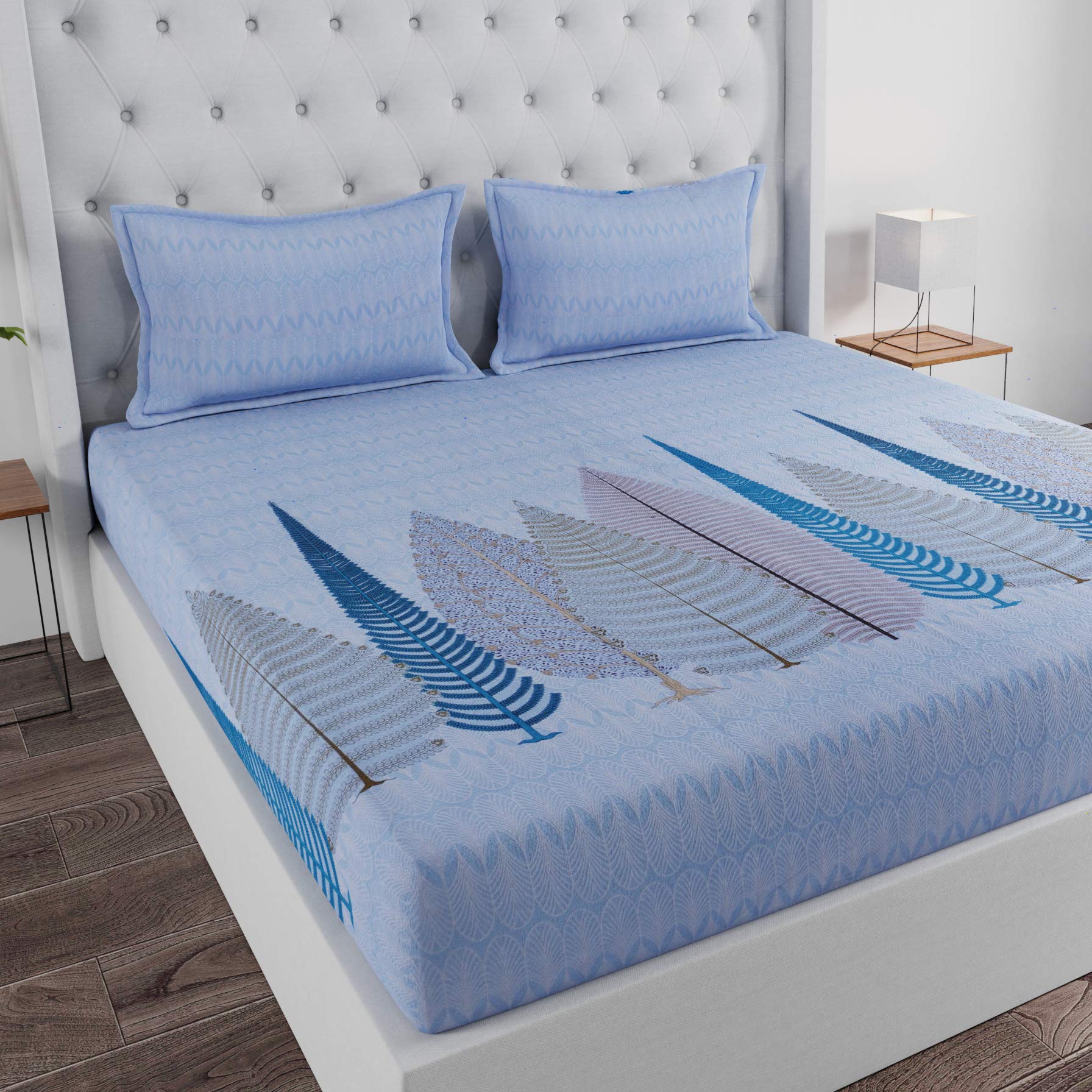 Huesland by Ahmedabad Cotton 144 TC Cotton King Size Bedsheet with 2 Pillow Covers - Sky Blue (9ft x 9ft) (B08Y6XFMZ8) Amazon Price History, Amazon Price Tracker