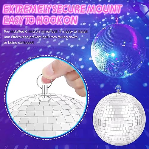 Miniatura 3 de Luz de bola de discoteca, difusor de luz de bola de discoteca de espejo de 5 pulgadas, rotación de 360, luces de Navidad para fiestas de cumpleaños,