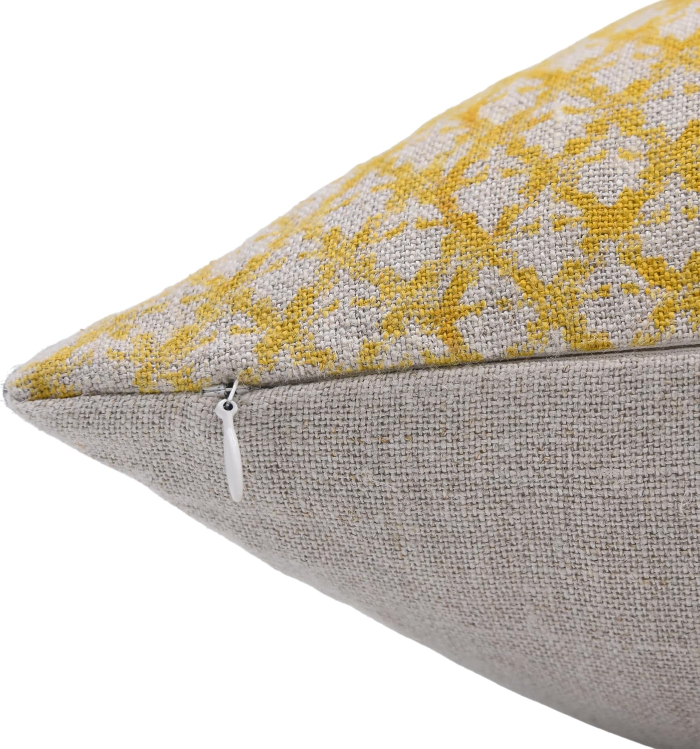 Handmade Block Print 20X20 Thick Linen Throw Pillowcase Cushion Cover with Zipper for Sofa Couch, Bed, Fall Decoration, Home Décor, Farmhouse, Living Room, Pink City Jaal, Yellow