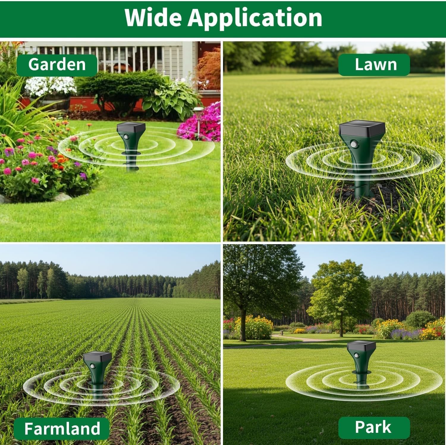 Dissuasore per talpe, 4 pezzi, a energia solare, vincitore del test con ultrasuoni, IP65 impermeabile, per arvicole, per giardino, protezione per prati e aiuole