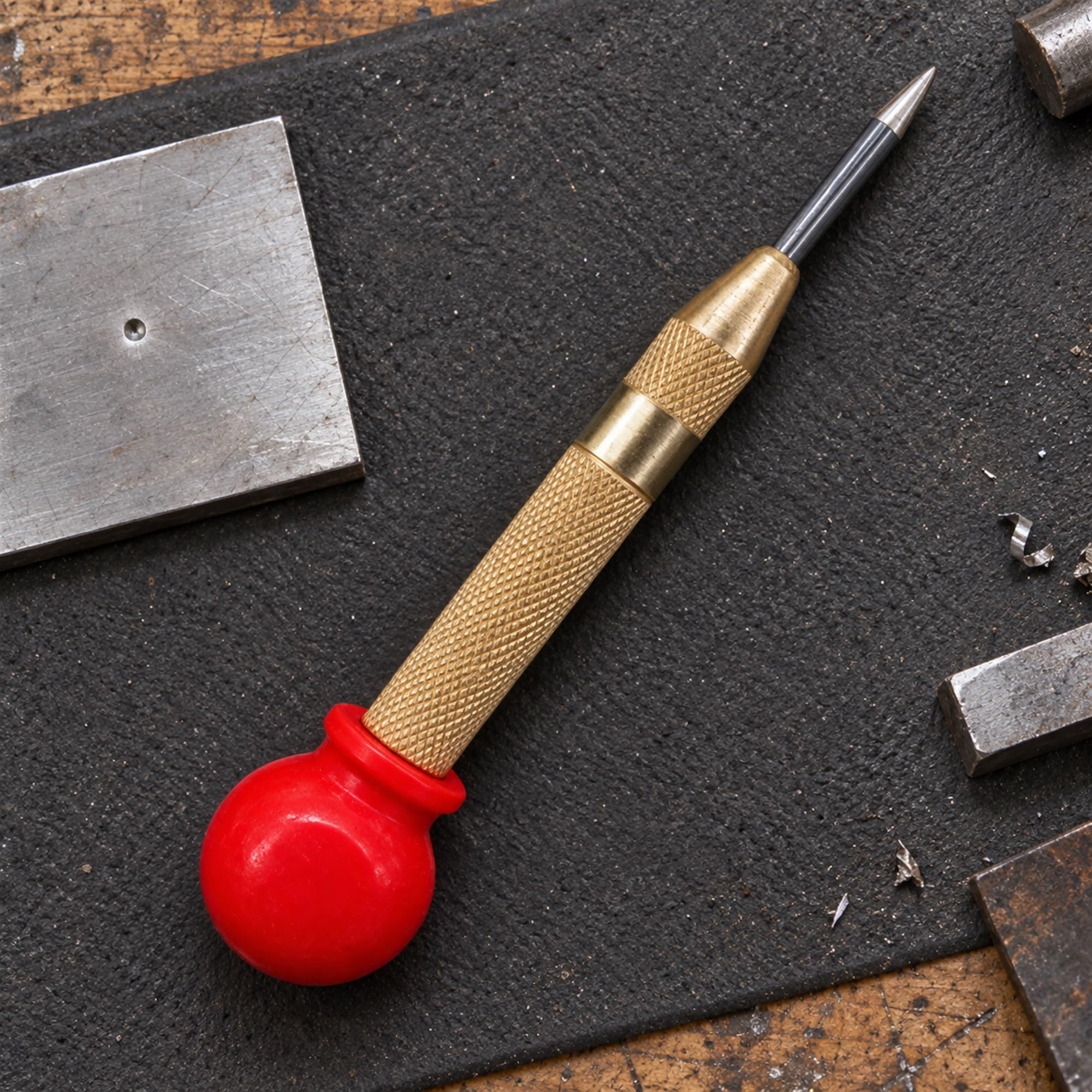 Automatic Center Punch, Spring-Action Hole Marking Tool for Metal, Wood and Plastic during Workshop Drilling Projects