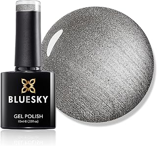 Bluesky Gel Nail Polish, Titanium A032, Dark, Glitter, Grey, Silver, Long Lasting, Chip Resistant, 10 ml (Requires Drying Under UV LED Lamp)