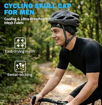 MELASA Cooling Skull Cap for Men Breathable Hard Hat Liner with Neck Shade