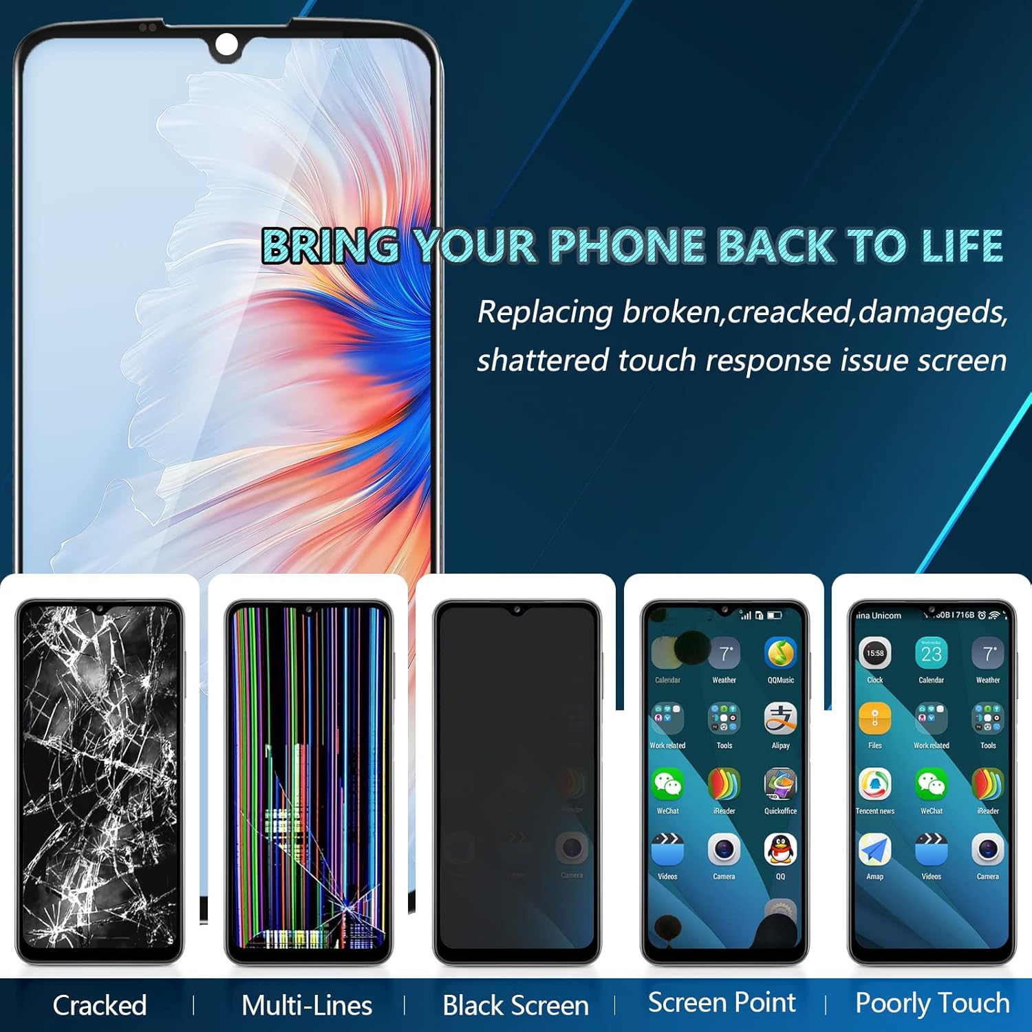 YWLRONG LCD for OLED Motorola Moto Z4 Screen Replacement LCD Display Touch Digitizer Screen Assembly for Motorola Moto Z4 XT1980 XT1980-3 XT1980-4 LCD Display with Tools(Support Fingerprint Sensor)