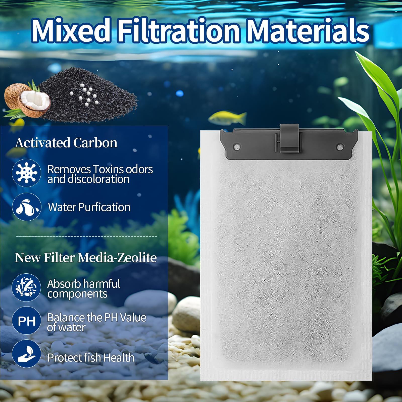 Paquete de 10 cartuchos de filtro de acuario medianos compatibles con filtros de alimentación Tetra Whisper Bio-Bag para filtros de alimentación Tetra ReptoFilter 10i IQ10 PF10, filtros de