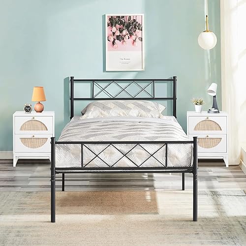 Miniatura 7 de AWQM Juego de 2 mesitas de noche de ratán, mesa auxiliar con 2 cajones de ratán, mesita de noche cuadrada de madera con almacenamiento, mesa de sofá