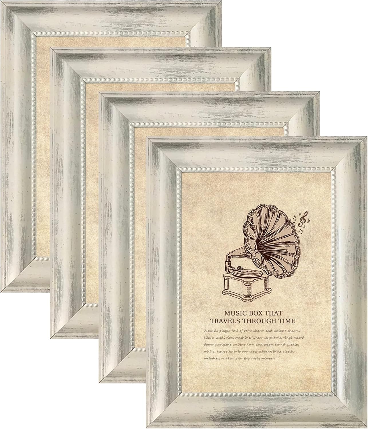 5x7 Picture Frames Set of 4 Vintage Photo Frame, Rustic Retro Photo Frame with Real Glass,Decorative Art Wall Mount and Tabletop Display Family Friends Wedding Gift ps-White-4pcs 5x7in